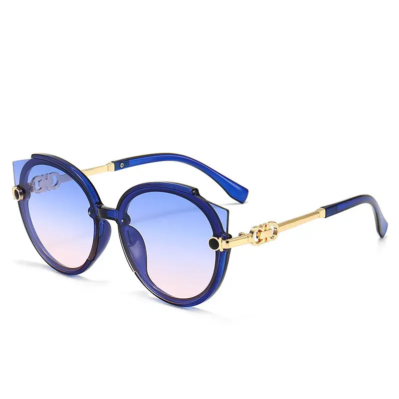 2026 Women’s Round Metal Sunglasses – Pink Gradient Lens