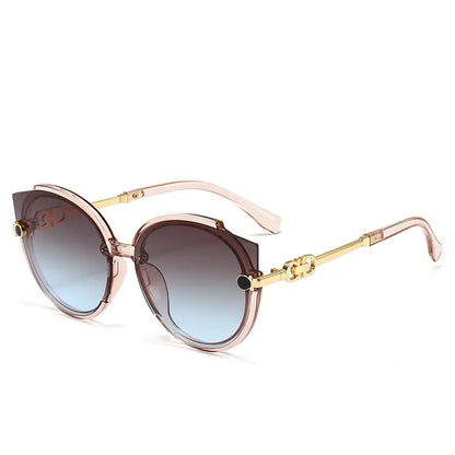 2026 Women’s Round Metal Sunglasses – Pink Gradient Lens