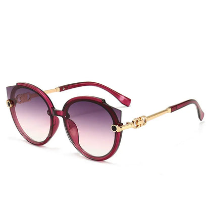 2026 Women’s Round Metal Sunglasses – Pink Gradient Lens